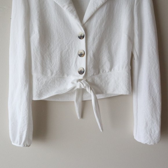 Dynamite White Self-Tie Crop Top - Picture 2 of 5